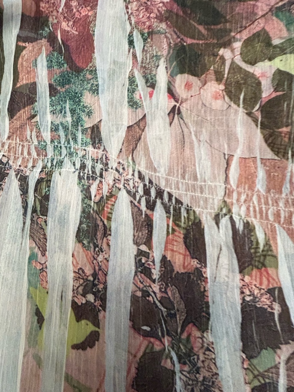 Mushka Sienna Rose Floral Watercolor V-Neck Tunic Top Pastel Blue/Green SZ L EUC - Picture 5 of 12